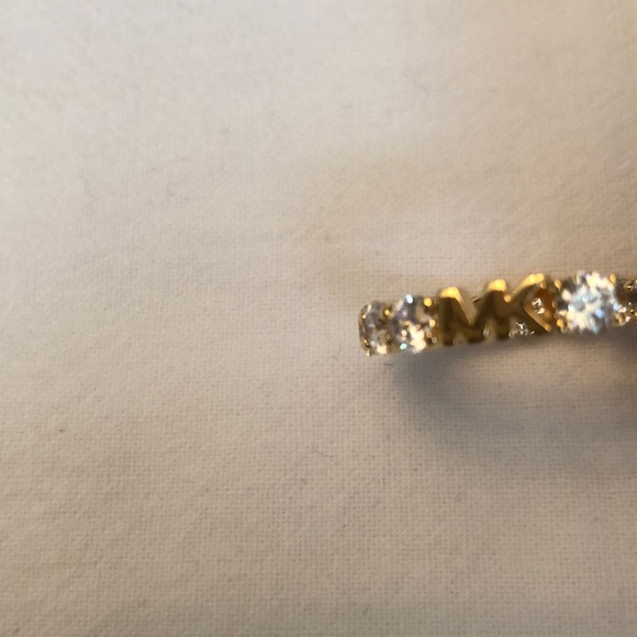 Michael Kors Gold Tone MK Logo & Cubic Zirconia Hoop Earrings NWT - Picture 4 of 16